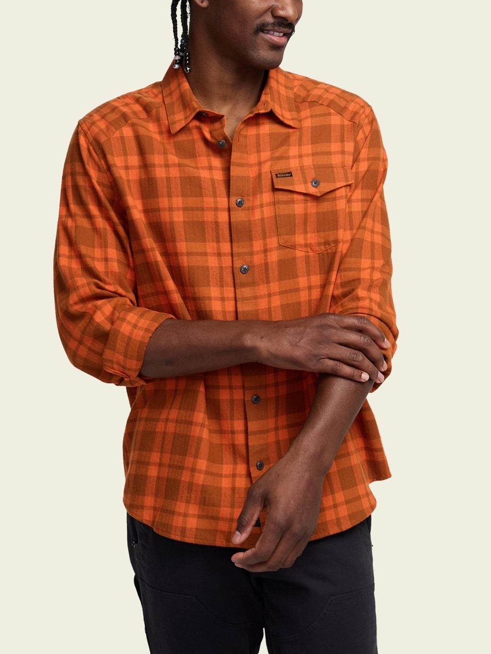NWT Howler Bros Pumpkin Plaid La Grange Lightweight Flannel- Men's Size Medium